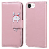 iPhone 17e / 16e Faux Leather Flip Case with Character Design - Pink