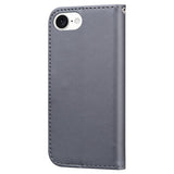 iPhone 17e / 16e Faux Leather Flip Case with Character Design - Grey