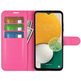 Samsung Galaxy A14 (5G) PU Litchi Leather Wallet Case - Dark Pink