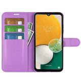 Samsung Galaxy A14 (5G) PU Litchi Leather Wallet Case - Purple