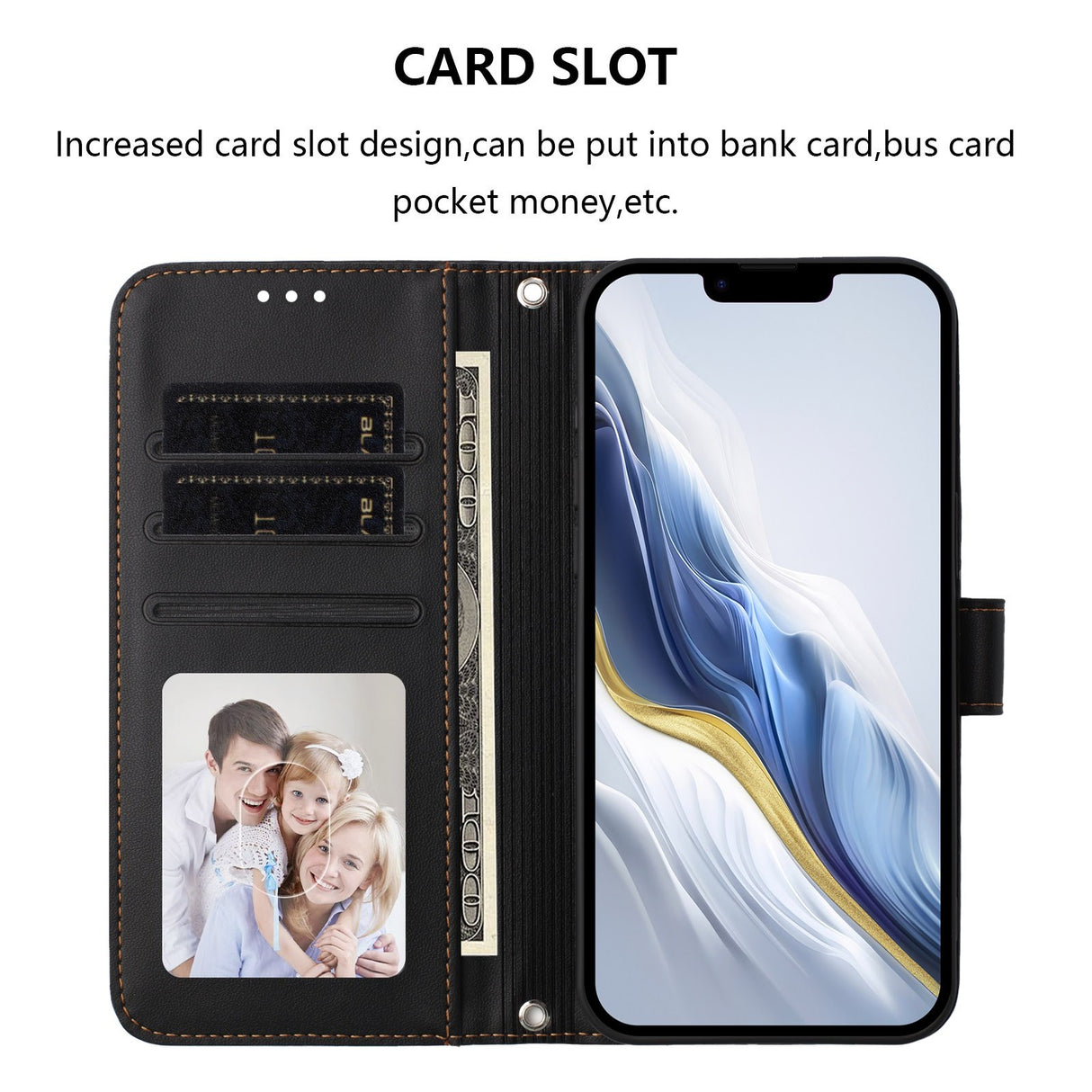 iPhone 18 Pro Max / 17 Pro Max EIDERWOOD Faux Leather Flip Case with Strap - Black