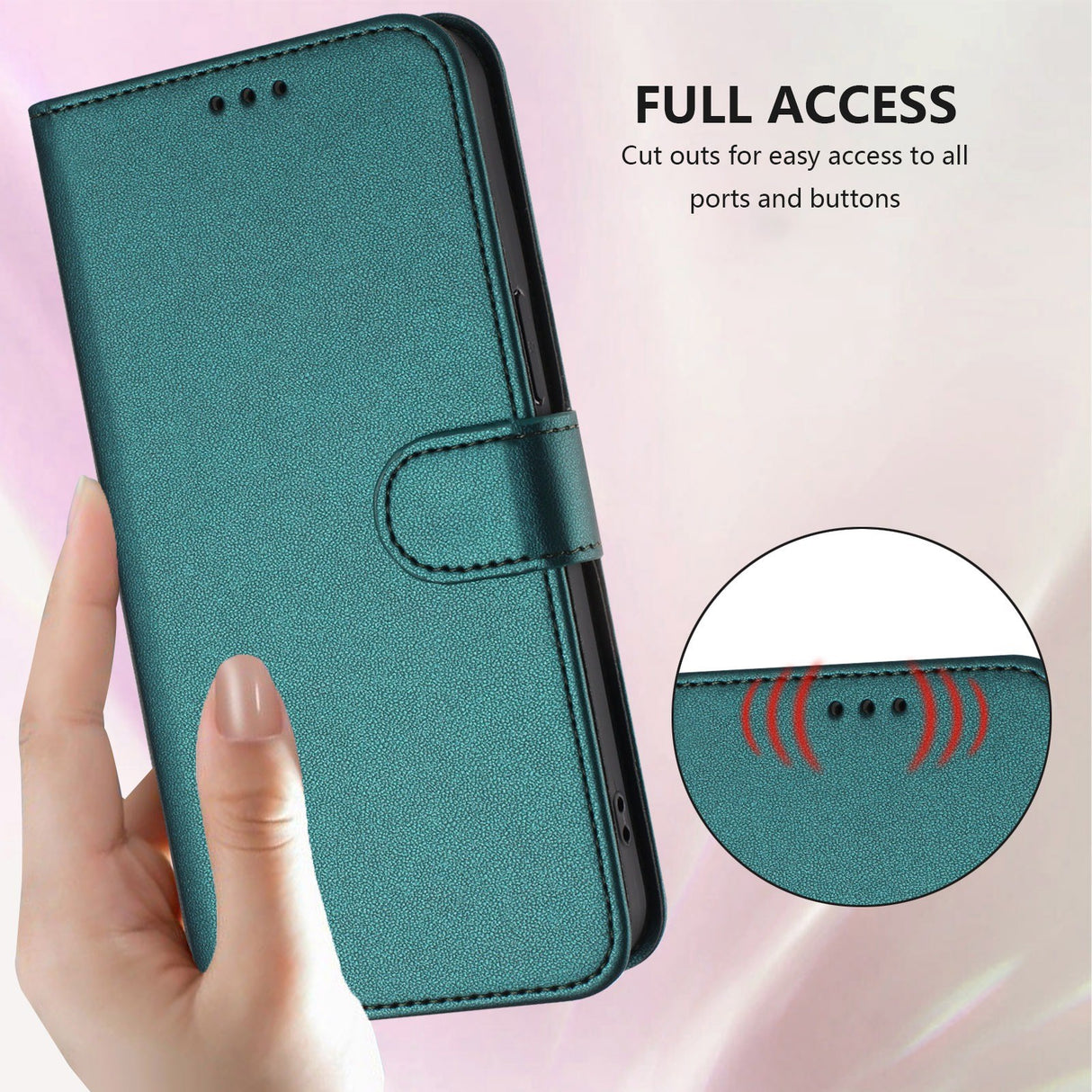 iPhone 18 Pro Max / 17 Pro Max EIDERWOOD Faux Leather Flip Case with Strap - Green