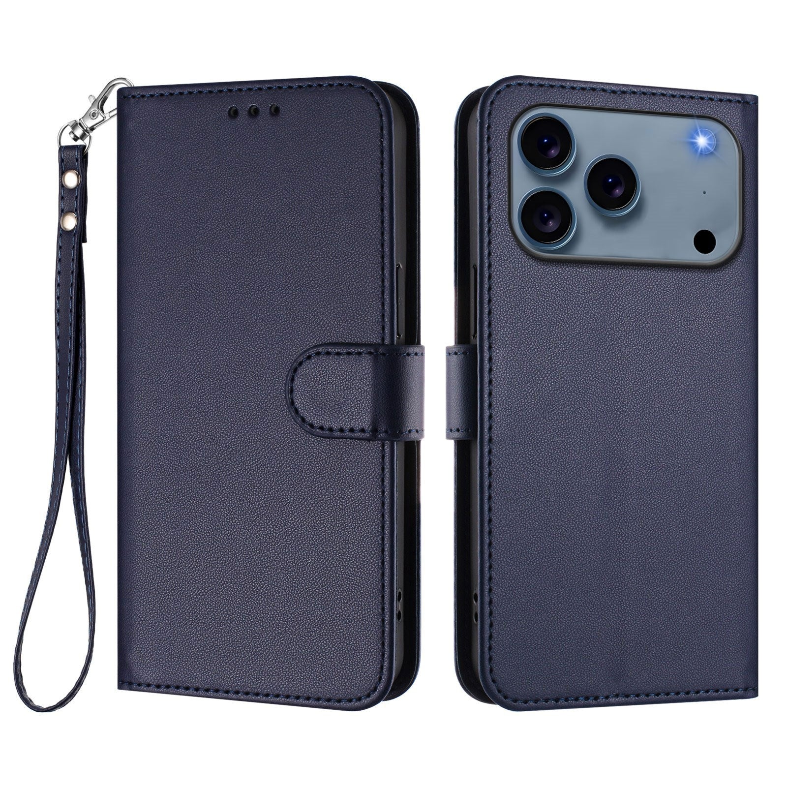 iPhone 18 Pro Max / 17 Pro Max EIDERWOOD Faux Leather Flip Case with Strap - Blue