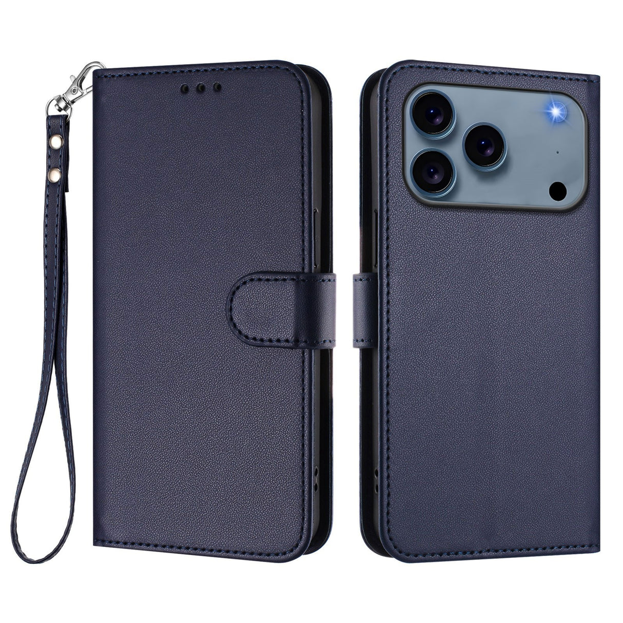iPhone 18 Pro Max / 17 Pro Max EIDERWOOD Faux Leather Flip Case with Strap - Blue