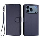 iPhone 18 Pro Max / 17 Pro Max EIDERWOOD Faux Leather Flip Case with Strap - Blue