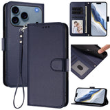 iPhone 18 Pro Max / 17 Pro Max EIDERWOOD Faux Leather Flip Case with Strap - Blue