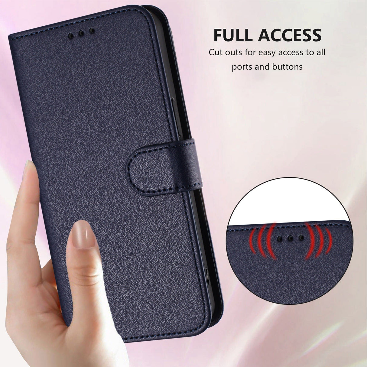 iPhone 18 Pro Max / 17 Pro Max EIDERWOOD Faux Leather Flip Case with Strap - Blue