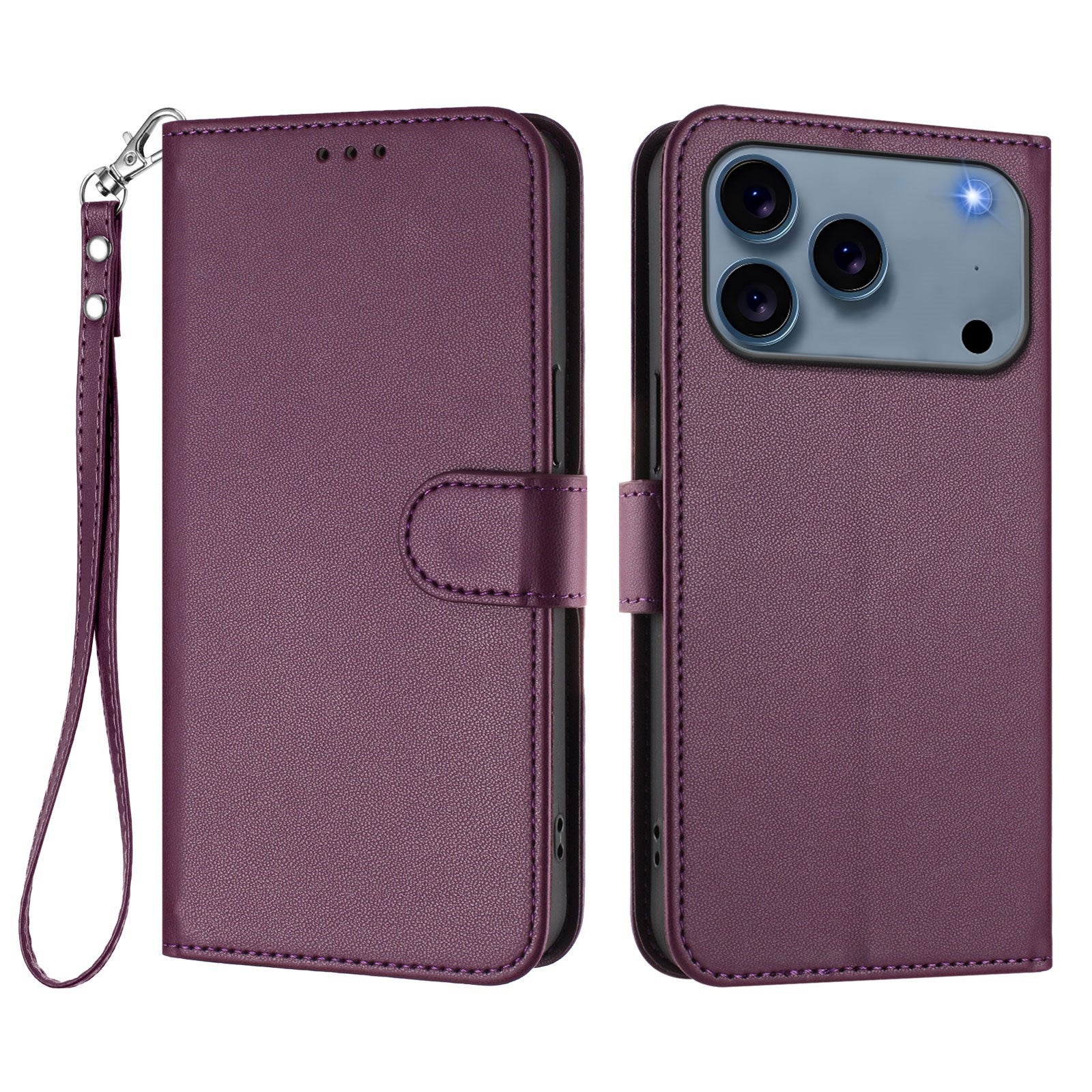 iPhone 18 Pro Max / 17 Pro Max EIDERWOOD Faux Leather Flip Case with Strap - Purple