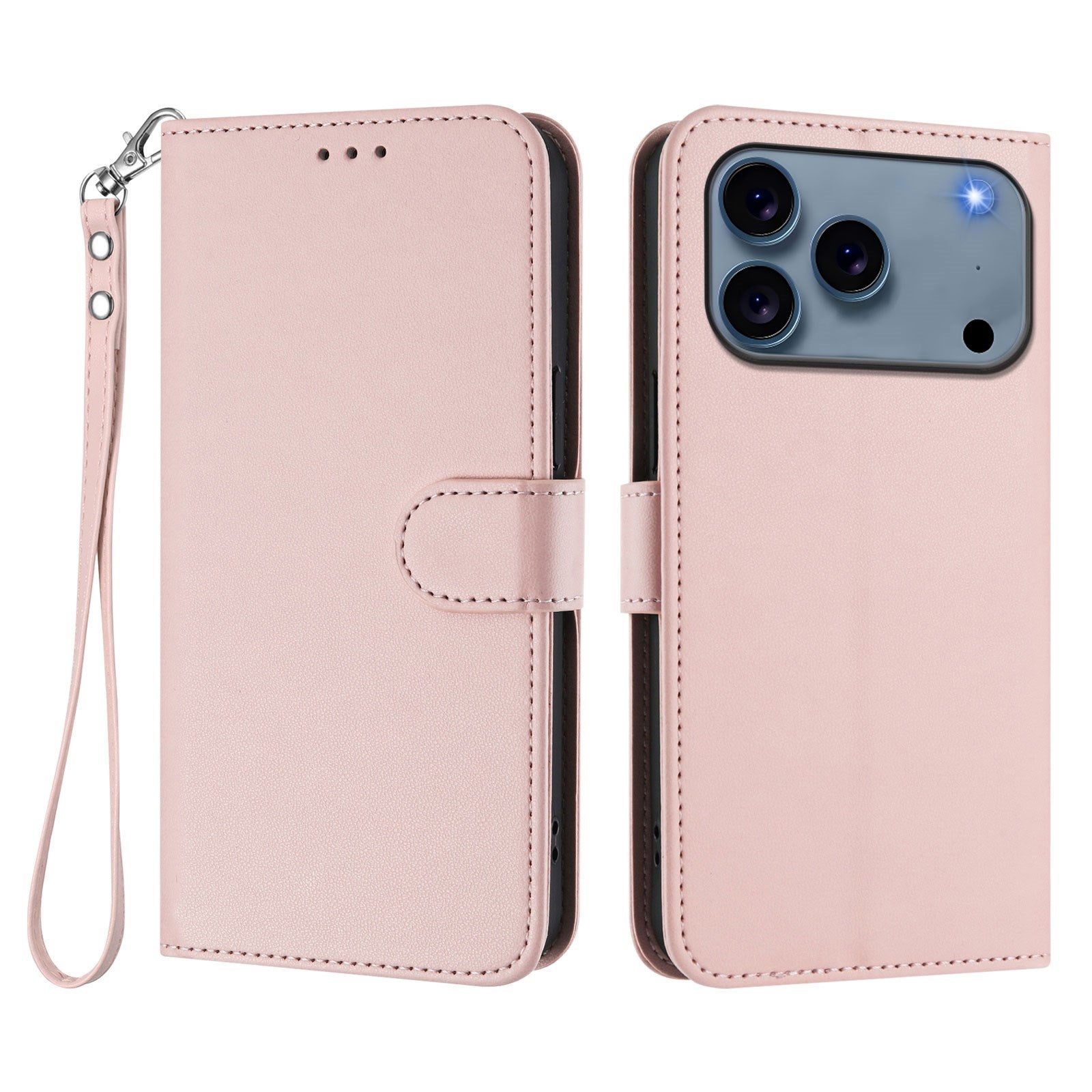 iPhone 18 Pro Max / 17 Pro Max EIDERWOOD Faux Leather Flip Case with Strap - Pink
