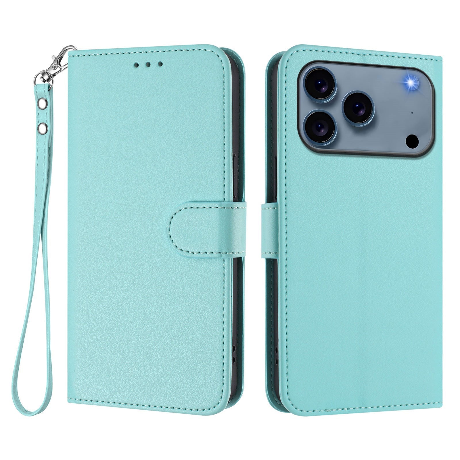 iPhone 18 Pro Max / 17 Pro Max EIDERWOOD Faux Leather Flip Case with Strap - Light Blue