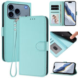 iPhone 18 Pro Max / 17 Pro Max EIDERWOOD Faux Leather Flip Case with Strap - Light Blue
