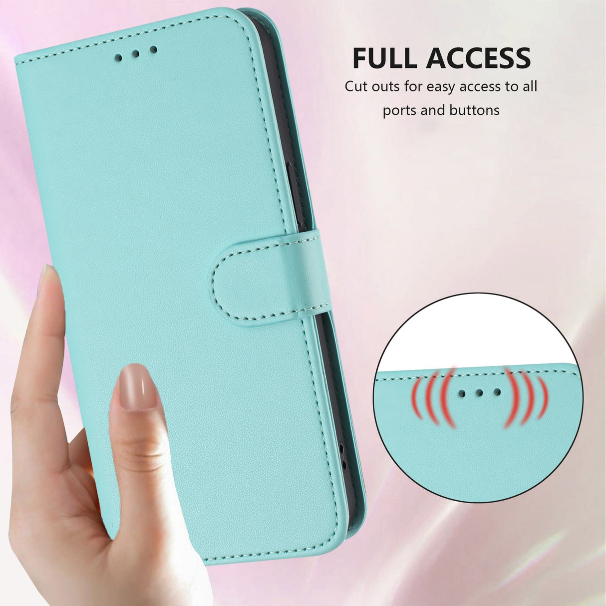 iPhone 18 Pro Max / 17 Pro Max EIDERWOOD Faux Leather Flip Case with Strap - Light Blue