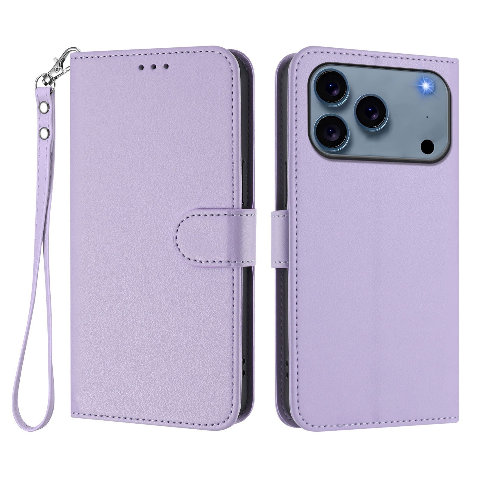 iPhone 18 Pro Max / 17 Pro Max EIDERWOOD Faux Leather Flip Case with Strap - Light Purple