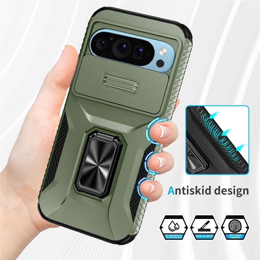Google Pixel 11 Pro / 11 / 10 Pro / 10 / 9 Pro / 9 EIDERWOOD Tough Case with 360 Rotatable Kickstand - Green