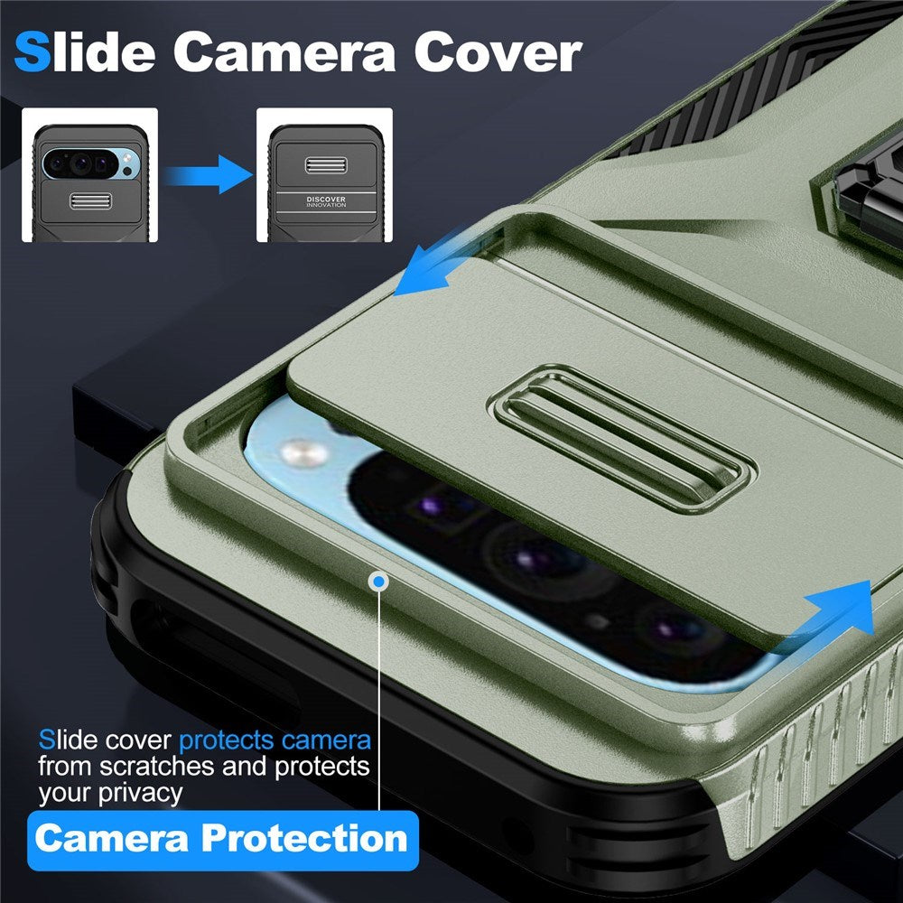 Google Pixel 11 Pro / 11 / 10 Pro / 10 / 9 Pro / 9 EIDERWOOD Tough Case with 360 Rotatable Kickstand - Green