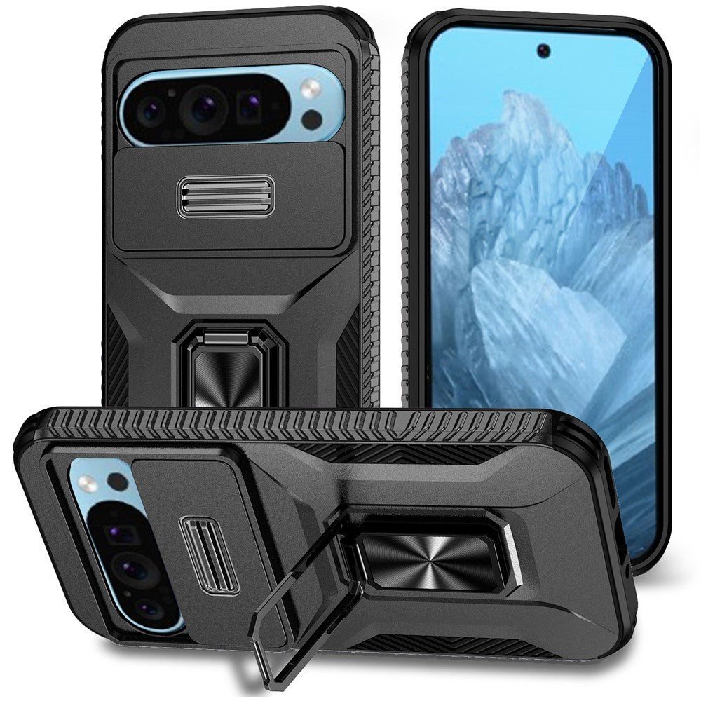 Google Pixel 11 Pro / 11 / 10 Pro / 10 / 9 Pro / 9 EIDERWOOD Tough Case with 360 Rotatable Kickstand - Black