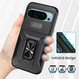 Google Pixel 11 Pro / 11 / 10 Pro / 10 / 9 Pro / 9 EIDERWOOD Tough Case with 360 Rotatable Kickstand - Black