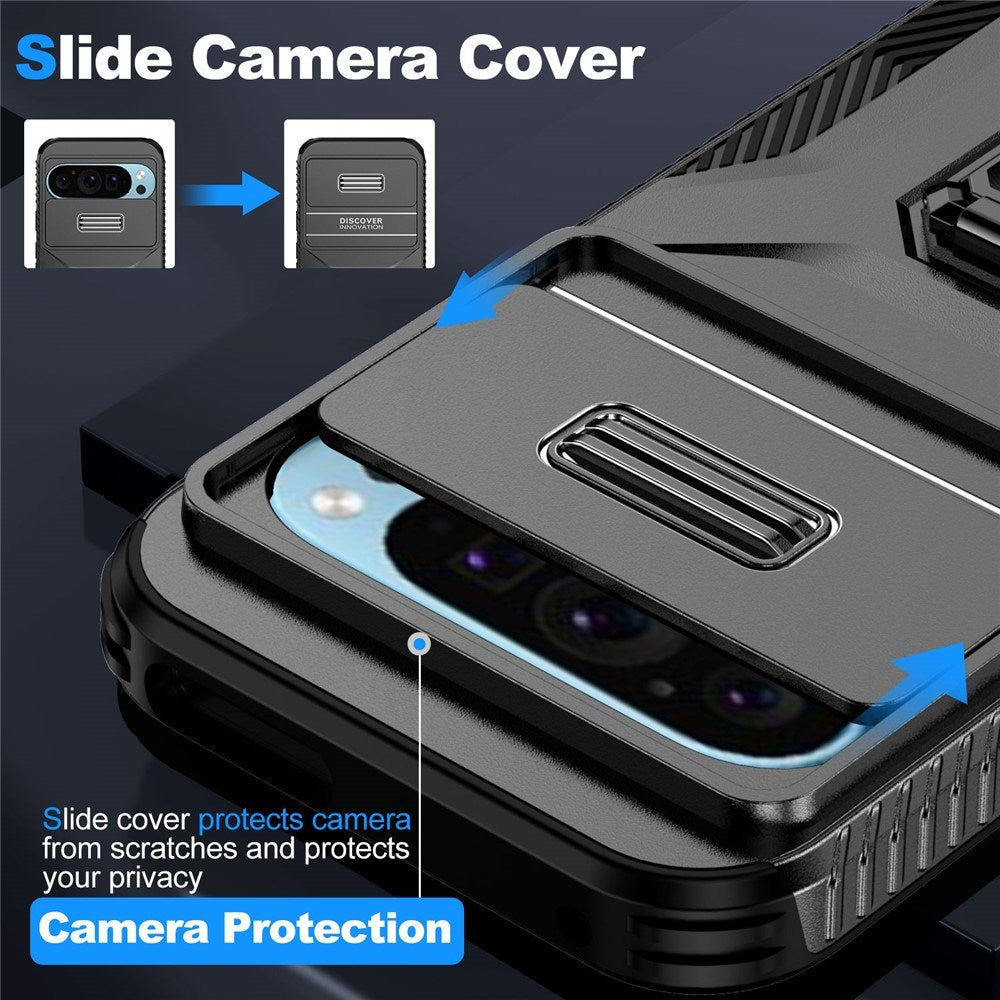 Google Pixel 11 Pro / 11 / 10 Pro / 10 / 9 Pro / 9 EIDERWOOD Tough Case with 360 Rotatable Kickstand - Black