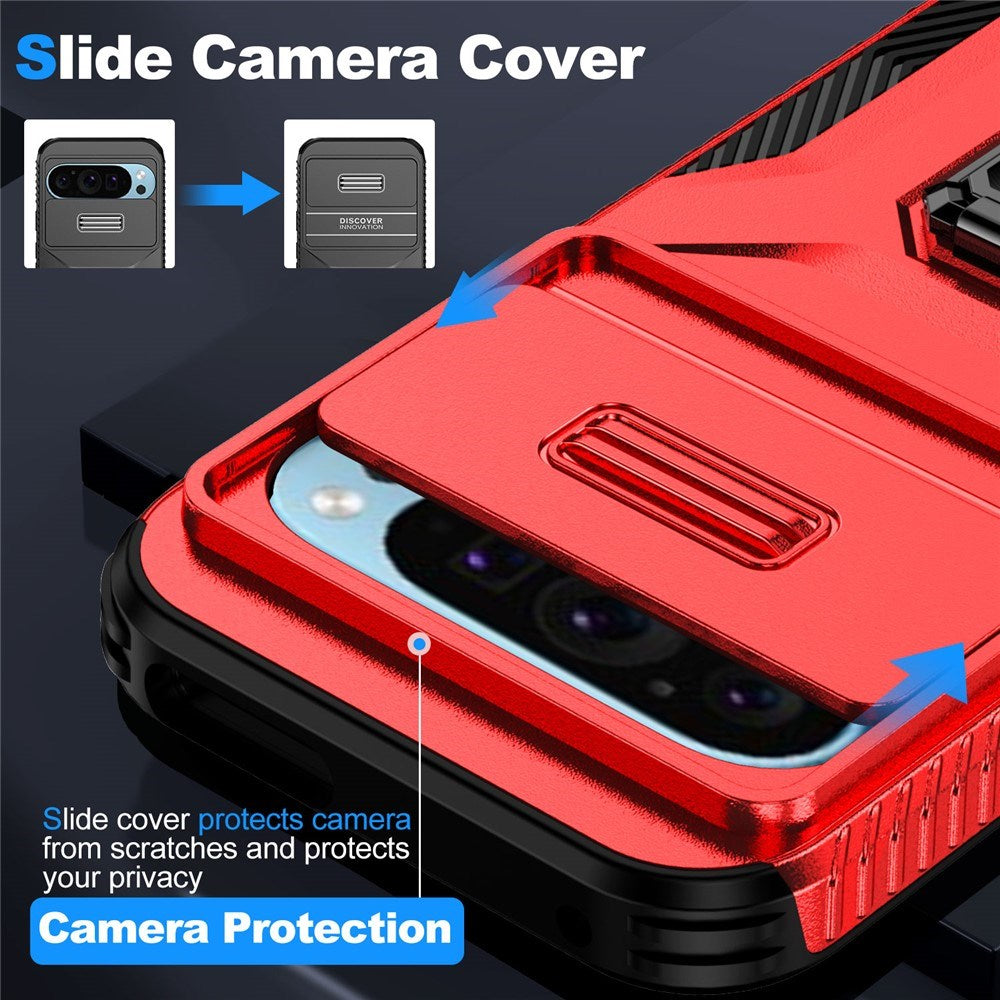 Google Pixel 11 Pro / 11 / 10 Pro / 10 / 9 Pro / 9 EIDERWOOD Tough Case with 360 Rotatable Kickstand - Red