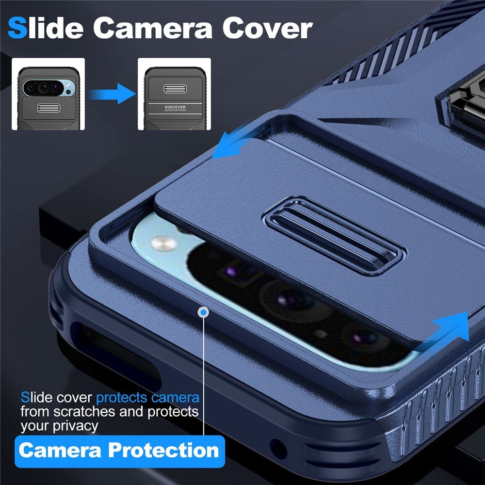Google Pixel 11 Pro / 11 / 10 Pro / 10 / 9 Pro / 9 EIDERWOOD Tough Case with 360 Rotatable Kickstand - Blue