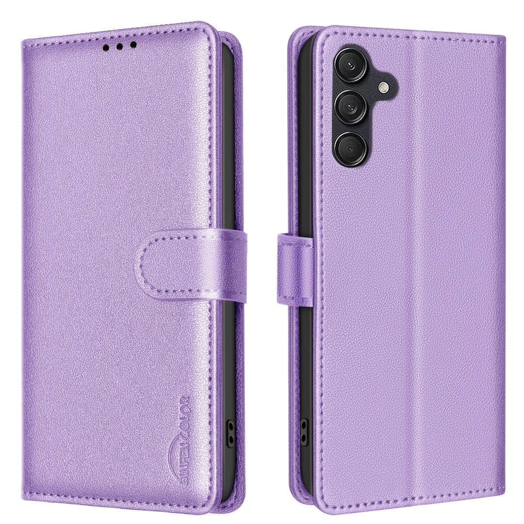 EIDERWOOD Samsung Galaxy S25 FE Faux Leather Flip Case with Stand Function & Card Holder - Purple