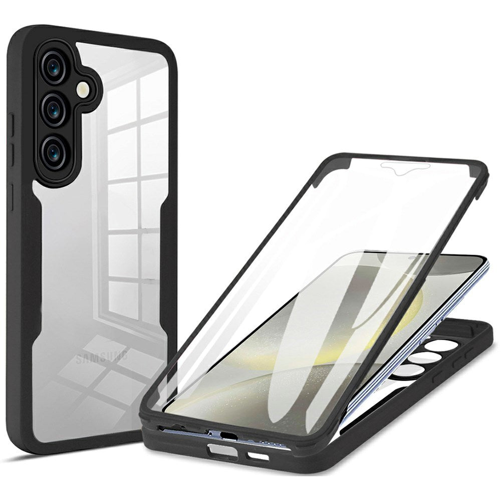 EIDERWOOD Samsung Galaxy S25 FE 2-in-1 Plastic Case with Built-In Screen Protector - Black