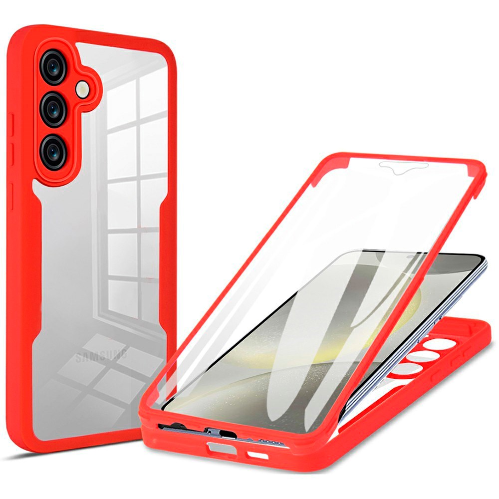 EIDERWOOD Samsung Galaxy S25 FE 2-in-1 Plastic Case with Built-In Screen Protector - Red