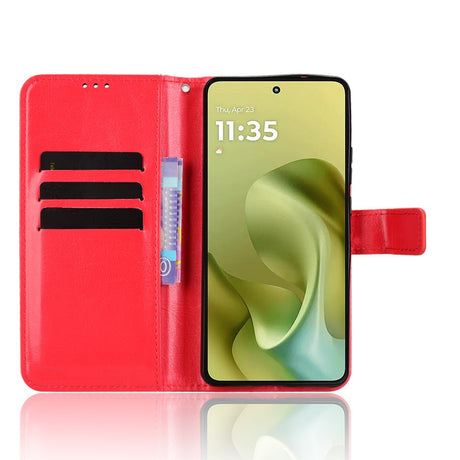 EIDERWOOD Motorola Moto G86 Power Faux Leather Flip Case with Card Holder & Stand Function - Red
