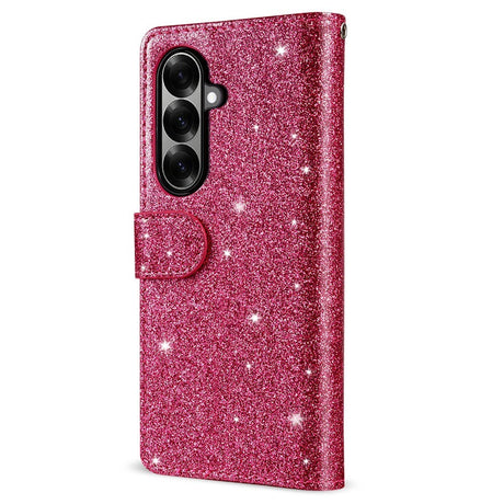 EIDERWOOD Samsung Galaxy Z Fold7 Glitter Flip Case with Wallet & Strap - Pink