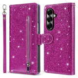EIDERWOOD Samsung Galaxy Z Fold7 Glitter Flip Case with Wallet & Strap - Purple
