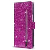 EIDERWOOD Samsung Galaxy Z Fold7 Glitter Flip Case with Wallet & Strap - Purple