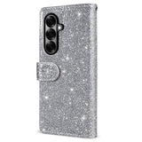 EIDERWOOD Samsung Galaxy Z Fold7 Glitter Flip Case with Wallet & Strap - Silver