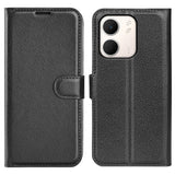 Oppo A5x (5G) / Oppo A5x (4G) EIDERWOOD Leather Flip Case with Card Holder & Stand Function - Black