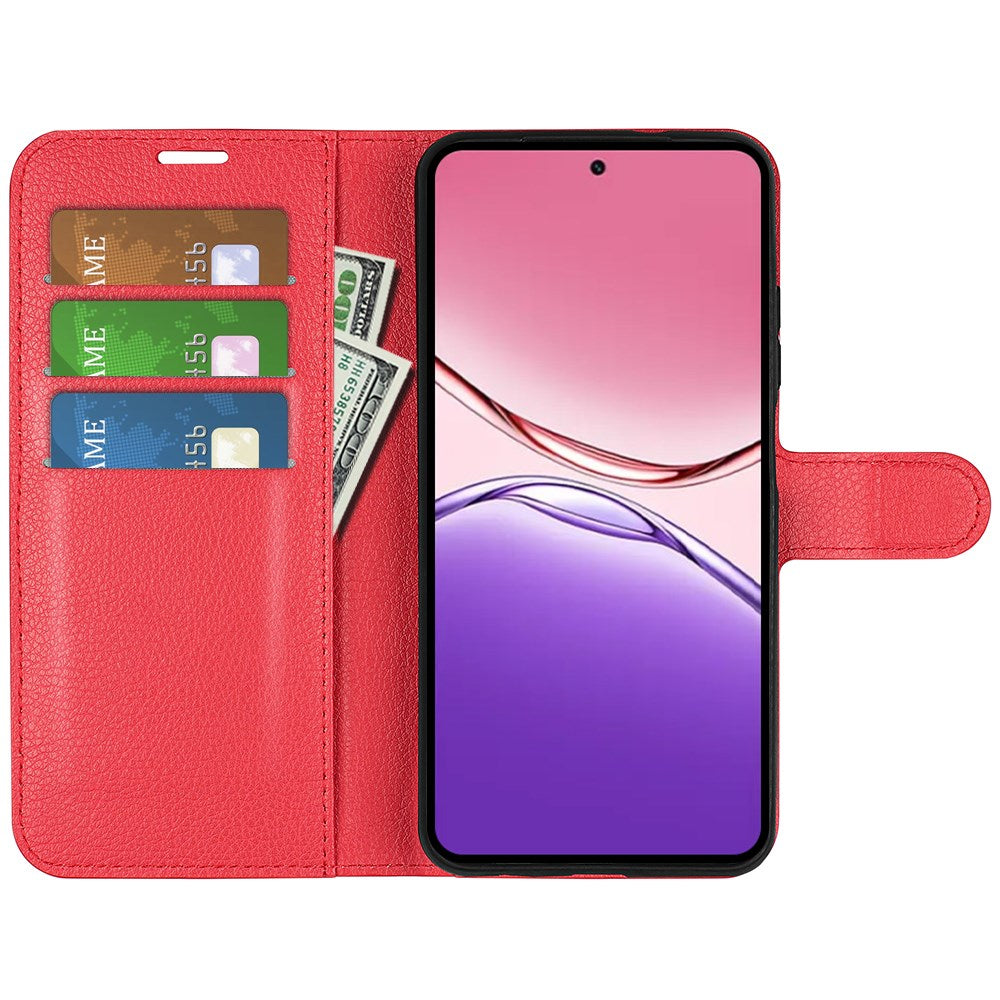 Oppo A5x (5G) / Oppo A5x (4G) EIDERWOOD Leather Flip Case with Card Holder & Stand Function - Red
