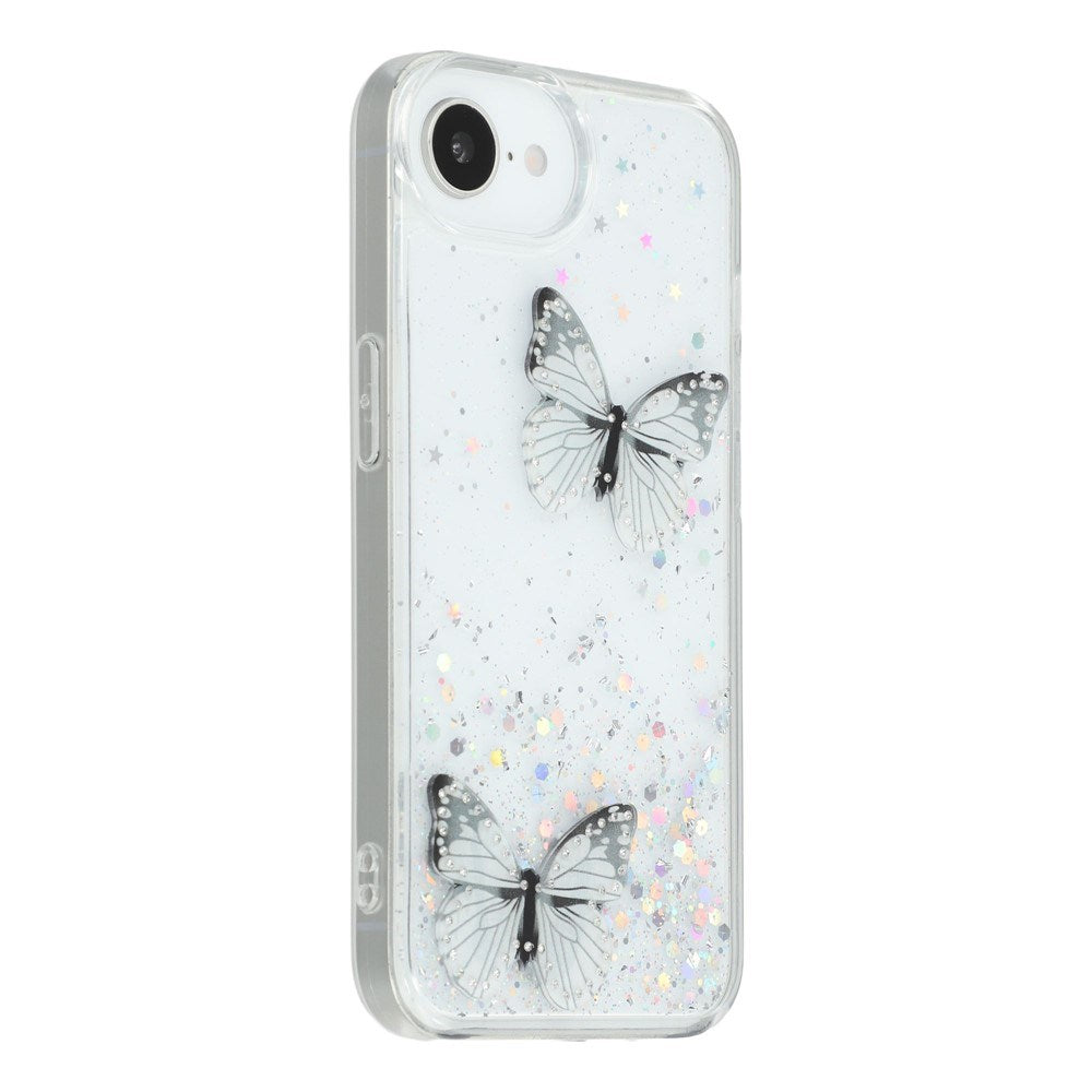 EIDERWOOD iPhone 16e Flexible Plastic Case with Butterflies - Transparent