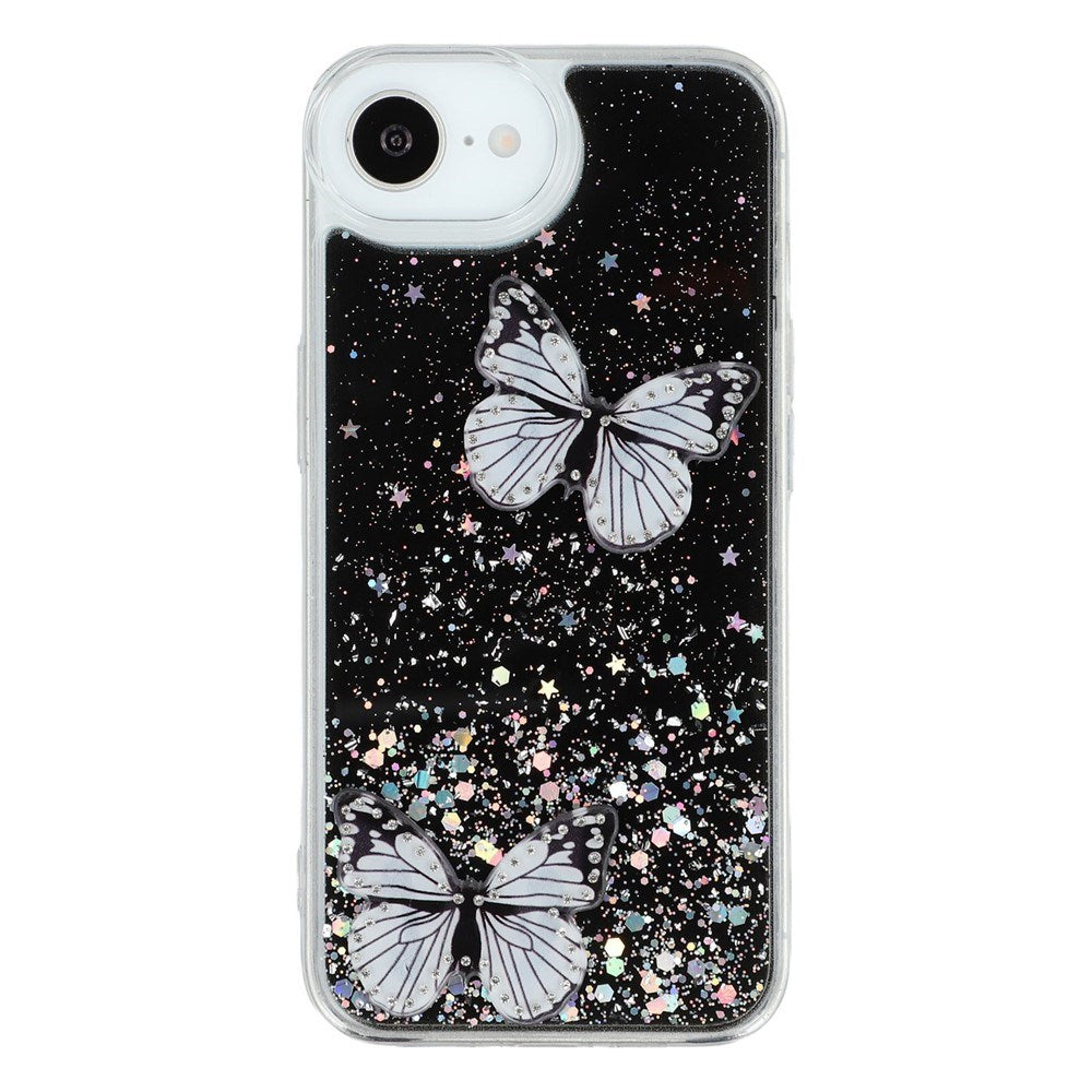 EIDERWOOD iPhone 17e / 16e Flexible Plastic Case with Butterflies - Transparent / Black