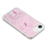 EIDERWOOD iPhone 16e Flexible Plastic Case with Butterflies - Transparent / Pink