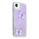 EIDERWOOD iPhone 16e Flexible Plastic Case with Butterflies - Transparent / Purple