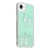 EIDERWOOD iPhone 16e Flexible Plastic Case with Butterflies - Transparent / Green
