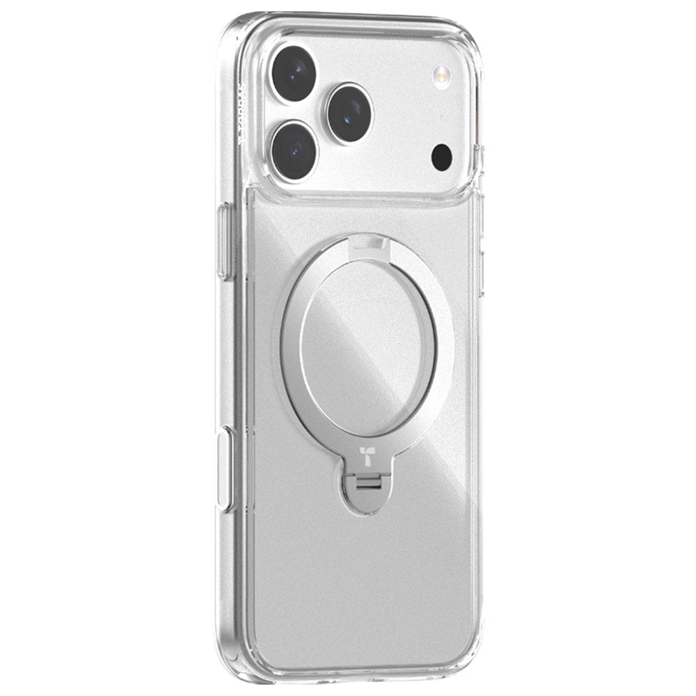 TORRAS iPhone 17 Pro Max Ostand Spin Hybrid Case with Rotating Kickstand - MagSafe Compatible - Transparent