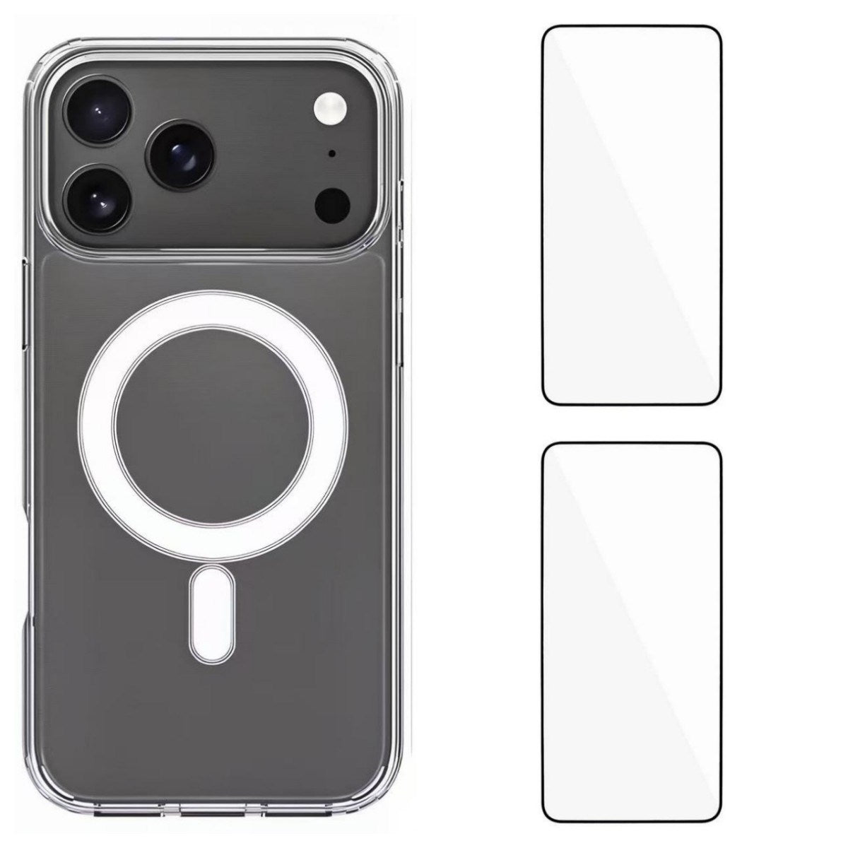 iPhone 17 Pro Max Hybrid Case incl. 2 x Screen Protector - MagSafe Compatible - Transparent / White