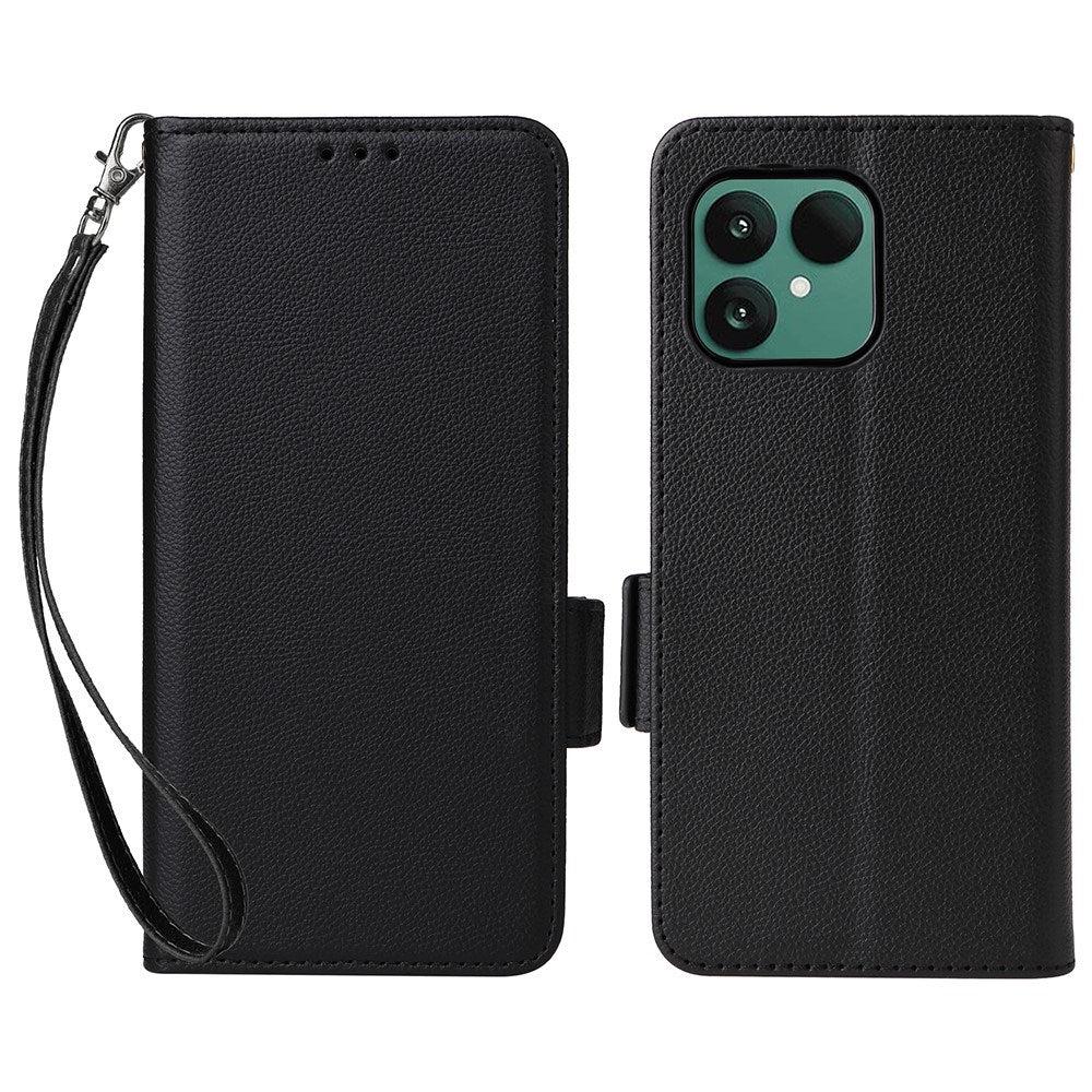Fairphone (Gen. 6+ / Gen. 6) EIDERWOOD Artificial Leather Flip Case with Strap - Black