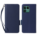 Fairphone (Gen. 6+ / Gen. 6) EIDERWOOD Artificial Leather Flip Case with Strap - Dark Blue