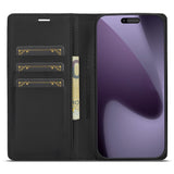iPhone 18 Pro Max / 17 Pro Max LC.IMEEKE Artificial Leather Flip Case with Carbon Fiber - Black / Red Vertical Stripe