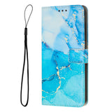 EIDERWOOD Motorola Moto G56 Marble Patterned Faux Leather Flip Case with Strap - Blue