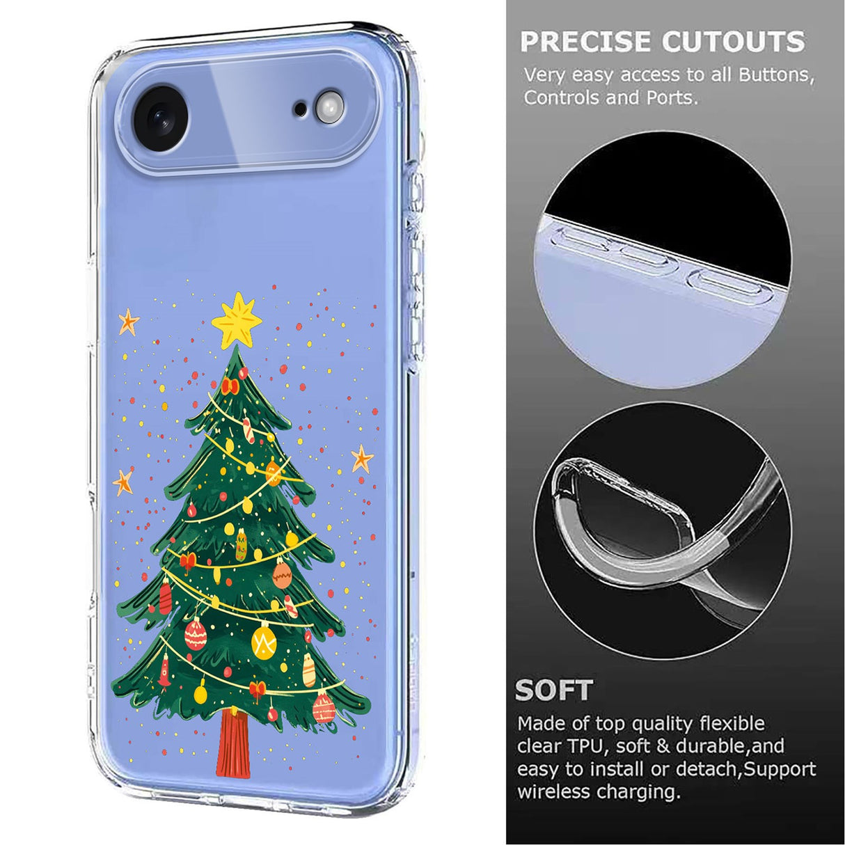 EIDERWOOD iPhone Air Flexible Plastic Christmas Case with Motif - Transparent / Christmas Tree