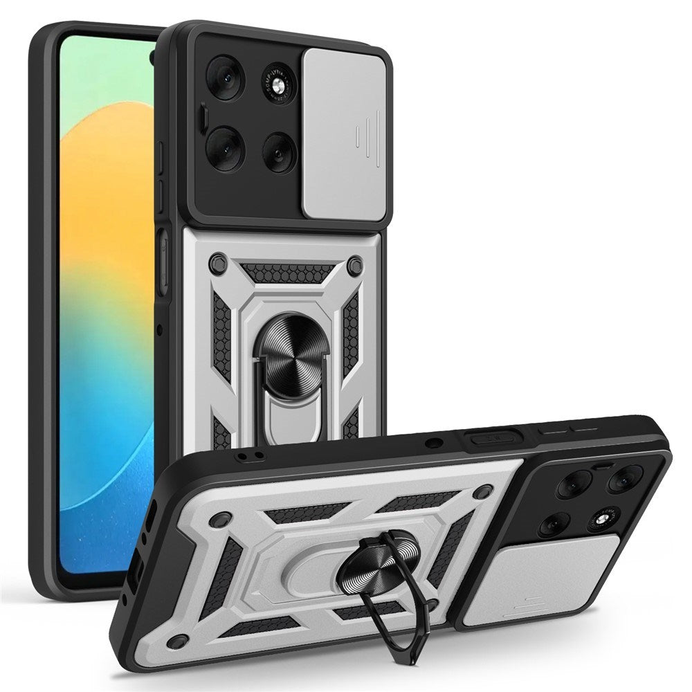 EIDERWOOD Motorola Moto G56 Hybrid Craftsman Case with Kickstand & Cam Slider - Silver