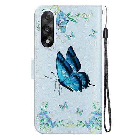 EIDERWOOD OnePlus Nord 5 Faux Leather Flip Case with Card Holder & Strap - Blue Butterfly
