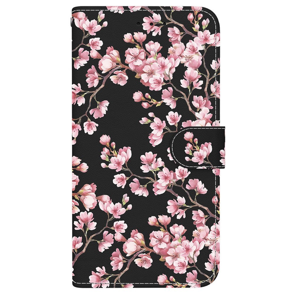 EIDERWOOD OnePlus Nord 5 Faux Leather Flip Case with Card Holder & Strap - Plum Tree with Flowers