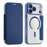 EIDERWOOD iPhone 17 Pro Flip Case with Transparent Back - MagSafe Compatible - Dark Blue
